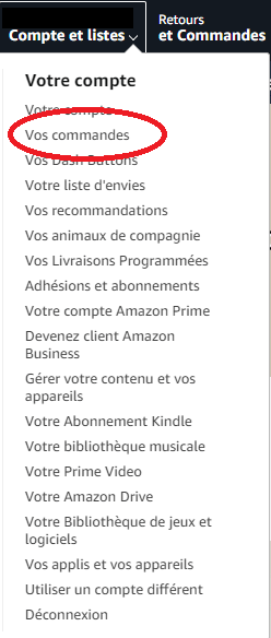 Amazon Onglet Commande